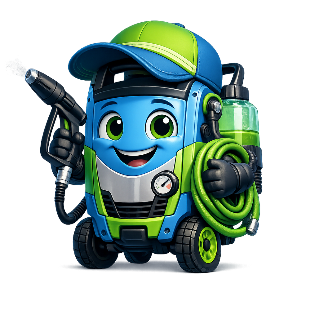 Mascote LuMa Limpezas — máquina de alta pressão